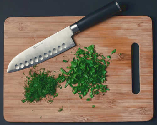 chopping board and knife